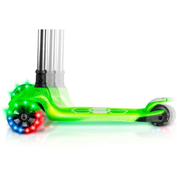 Háromkerekű roller, Ricokids Jelly, zöld, LED világítás a kerekekben és a fellépőben, balanszos irányítás, állítható alumínium kormány, max. 50 kg