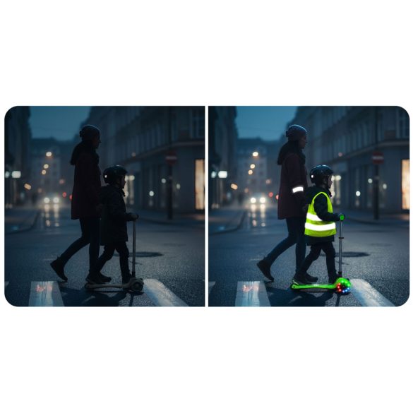 Háromkerekű roller, Ricokids Jelly, zöld, LED világítás a kerekekben és a fellépőben, balanszos irányítás, állítható alumínium kormány, max. 50 kg