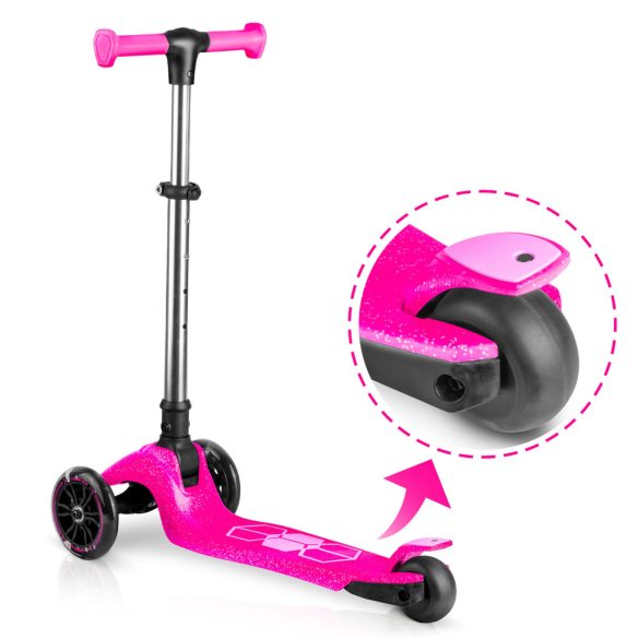 Háromkerekű roller, Ricokids Jelly, rózsaszín, LED világítás a kerekekben és a fellépőben, balanszos irányítás, állítható alumínium kormány, max. 50 kg