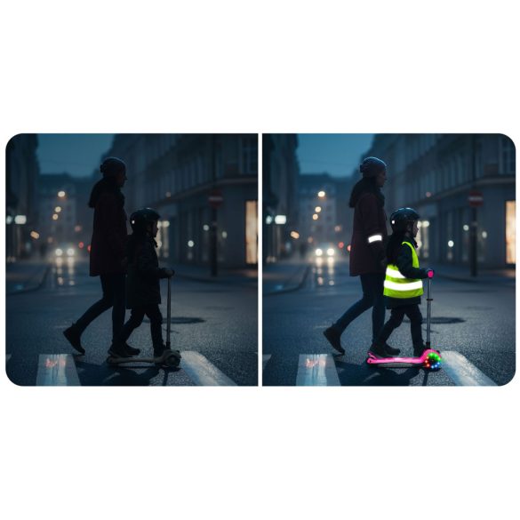 Háromkerekű roller, Ricokids Jelly, rózsaszín, LED világítás a kerekekben és a fellépőben, balanszos irányítás, állítható alumínium kormány, max. 50 kg