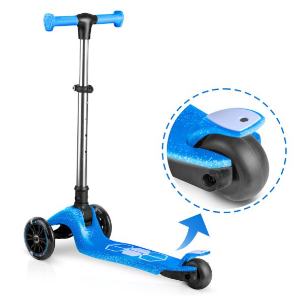 Háromkerekű roller, Ricokids Jelly, kék, LED világítás a kerekekben és a fellépőben, balanszos irányítás, állítható alumínium kormány, max. 50 kg