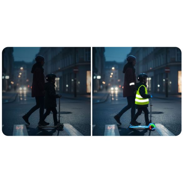 Háromkerekű roller, Ricokids Jelly, kék, LED világítás a kerekekben és a fellépőben, balanszos irányítás, állítható alumínium kormány, max. 50 kg