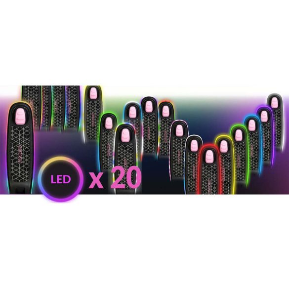 Háromkerekű roller, Ricokids Leddi, fekete/rózsaszín, LED világítás a fellépőben, balanszos irányítás, állítható fém kormány, max. 35 kg