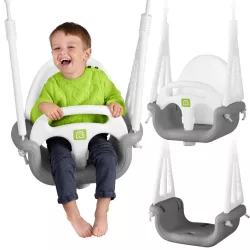   Gyerek hinta, Ricokids, szürke/fehér, állítható kötélmagasság: 130-160 cm, átalakítható, teherbírás: 30 kg, téglalap alakú