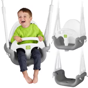 Gyerek hinta, Ricokids, szürke/fehér, állítható kötélmagasság: 130-160 cm, átalakítható, teherbírás: 30 kg, téglalap alakú