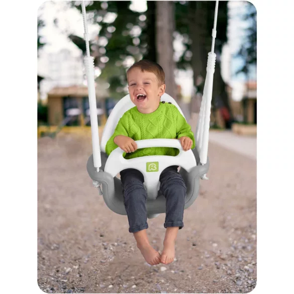 Gyerek hinta, Ricokids, szürke/fehér, állítható kötélmagasság: 130-160 cm, átalakítható, teherbírás: 30 kg, téglalap alakú