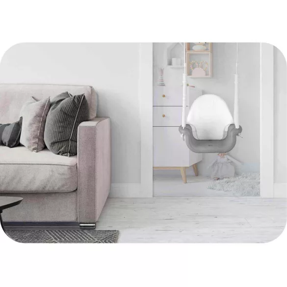 Gyerek hinta, Ricokids, szürke/fehér, állítható kötélmagasság: 130-160 cm, átalakítható, teherbírás: 30 kg, téglalap alakú