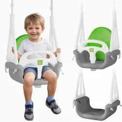   Gyerek hinta, Ricokids, szürke/zöld, állítható kötélmagasság: 130-160 cm, átalakítható, teherbírás: 30 kg, téglalap alakú