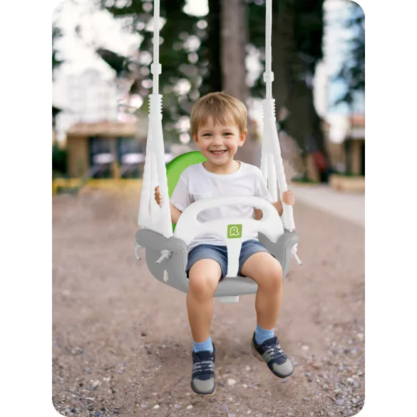 Gyerek hinta, Ricokids, szürke/zöld, állítható kötélmagasság: 130-160 cm, átalakítható, teherbírás: 30 kg, téglalap alakú