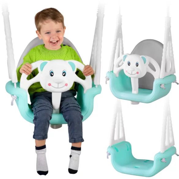 Gyerek hinta, Ricokids, türkiz, maci minta, kötélmagasság: 130-160 cm, átalakítható, teherbírás: 30 kg, téglalap alakú