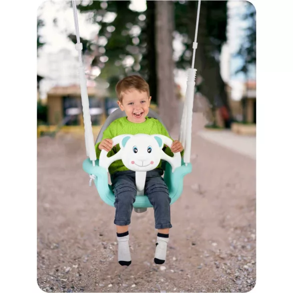 Gyerek hinta, Ricokids, türkiz, maci minta, kötélmagasság: 130-160 cm, átalakítható, teherbírás: 30 kg, téglalap alakú