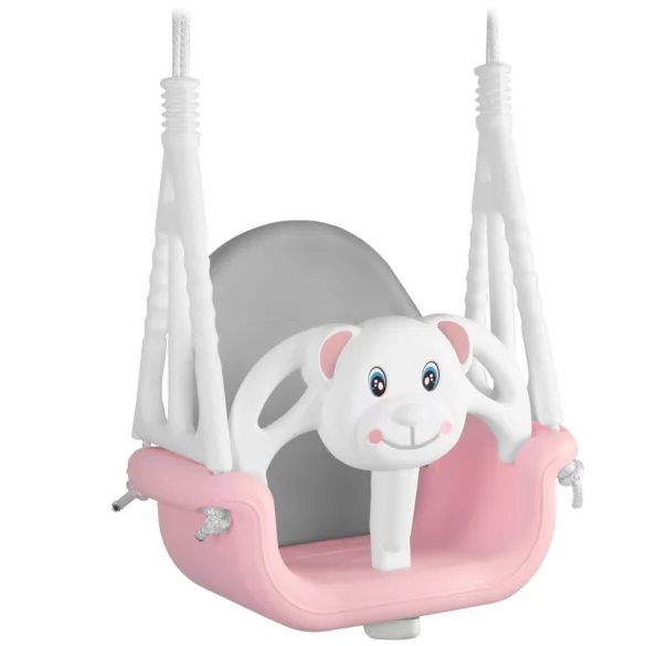 Gyerek hinta, Ricokids, rózsaszín, maci minta, kötélmagasság: 130-160 cm, átalakítható, teherbírás: 30 kg, téglalap alakú