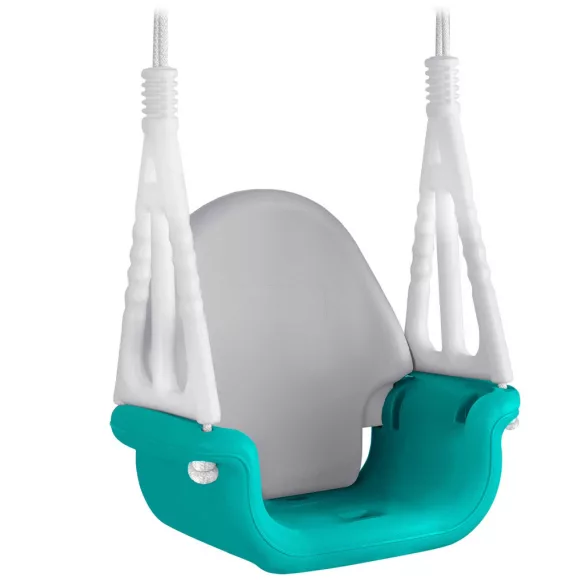 Gyerek hinta, Ricokids, türkiz/fehér, elefánt minta, állítható kötélmagasság: 130-160 cm, átalakítható, teherbírás: 30 kg, téglalap alakú