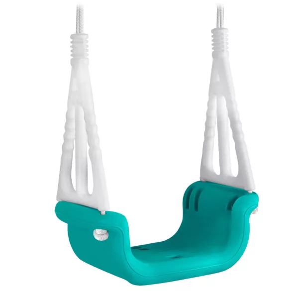 Gyerek hinta, Ricokids, türkiz/fehér, elefánt minta, állítható kötélmagasság: 130-160 cm, átalakítható, teherbírás: 30 kg, téglalap alakú