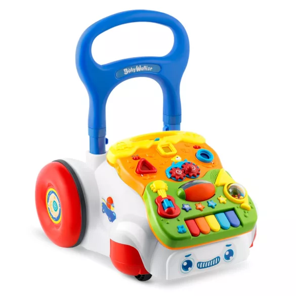 Járássegítő és oktató tábla, Ricokids RK-744, fehér, 2 az 1-ben, fény és hanghatások, kivehető panel, csúszásgátló és fékezhető kerekek, hangerőszabályzós, 6 hó+