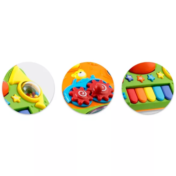 Járássegítő és oktató tábla, Ricokids RK-744, fehér, 2 az 1-ben, fény és hanghatások, kivehető panel, csúszásgátló és fékezhető kerekek, hangerőszabályzós, 6 hó+