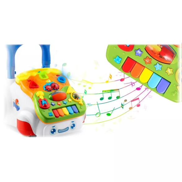 Járássegítő és oktató tábla, Ricokids RK-744, fehér, 2 az 1-ben, fény és hanghatások, kivehető panel, csúszásgátló és fékezhető kerekek, hangerőszabályzós, 6 hó+