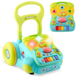 Járássegítő és oktató tábla, Ricokids RK-744, türkiz, 2 az 1-ben, fény és hanghatások, kivehető panel, csúszásgátló és fékezhető kerekek, hangerőszabályzós, 6 hó+