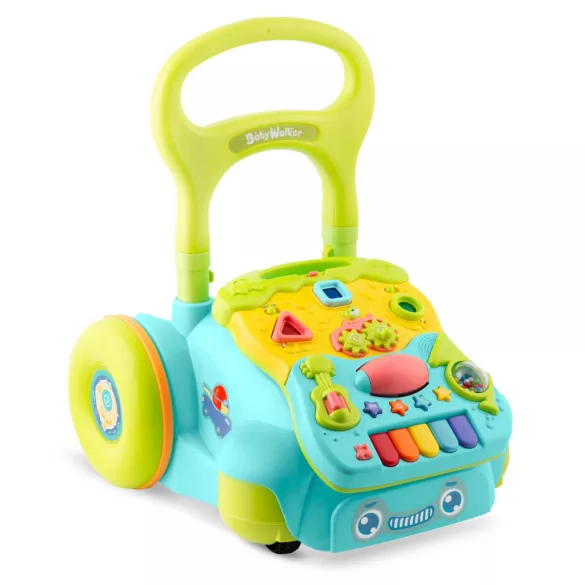 Járássegítő és oktató tábla, Ricokids RK-744, türkiz, 2 az 1-ben, fény és hanghatások, kivehető panel, csúszásgátló és fékezhető kerekek, hangerőszabályzós, 6 hó+