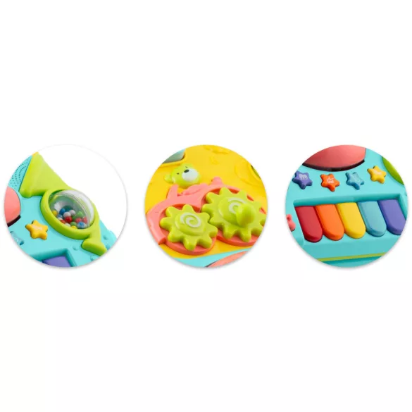 Járássegítő és oktató tábla, Ricokids RK-744, türkiz, 2 az 1-ben, fény és hanghatások, kivehető panel, csúszásgátló és fékezhető kerekek, hangerőszabályzós, 6 hó+