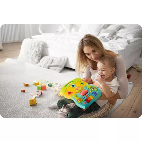 Járássegítő és oktató tábla, Ricokids RK-744, türkiz, 2 az 1-ben, fény és hanghatások, kivehető panel, csúszásgátló és fékezhető kerekek, hangerőszabályzós, 6 hó+