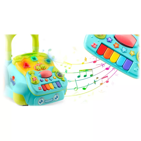 Járássegítő és oktató tábla, Ricokids RK-744, türkiz, 2 az 1-ben, fény és hanghatások, kivehető panel, csúszásgátló és fékezhető kerekek, hangerőszabályzós, 6 hó+