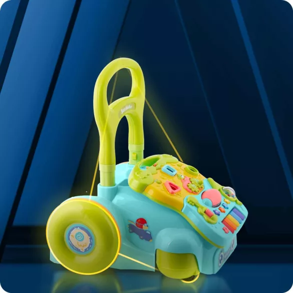Járássegítő és oktató tábla, Ricokids RK-744, türkiz, 2 az 1-ben, fény és hanghatások, kivehető panel, csúszásgátló és fékezhető kerekek, hangerőszabályzós, 6 hó+