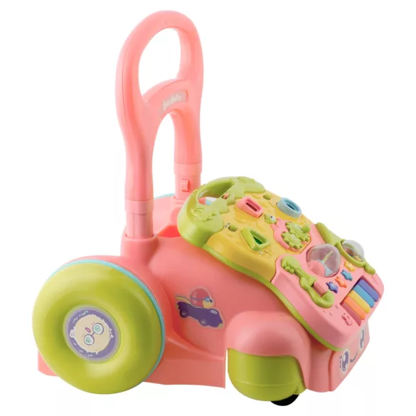 Járássegítő és oktató tábla, Ricokids RK-744, rózsaszín, 2 az 1-ben, fény és hanghatások, kivehető panel, csúszásgátló és fékezhető kerekek, hangerőszabályzós, 6 hó+