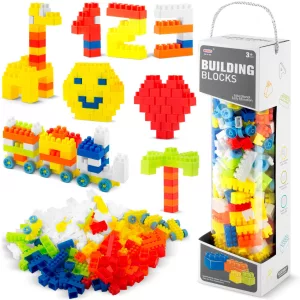 Építőkocka készlet, Ricokids RK-761 776100, 300 db, többszínű, lekerekített élekkel, tubusos csomagolás, biztonságos