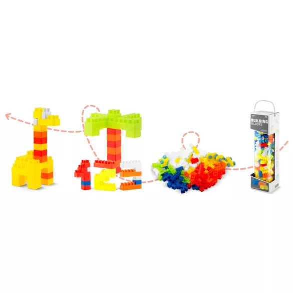 Építőkocka készlet, Ricokids RK-761 776100, 300 db, többszínű, lekerekített élekkel, tubusos csomagolás, biztonságos