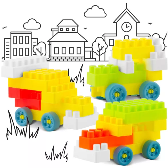 Építőkocka készlet, Ricokids RK-761 776100, 300 db, többszínű, lekerekített élekkel, tubusos csomagolás, biztonságos