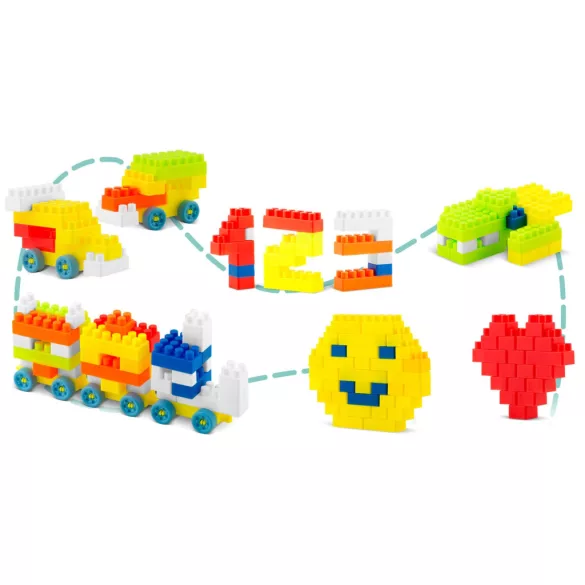 Építőkocka készlet, Ricokids RK-761 776100, 300 db, többszínű, lekerekített élekkel, tubusos csomagolás, biztonságos