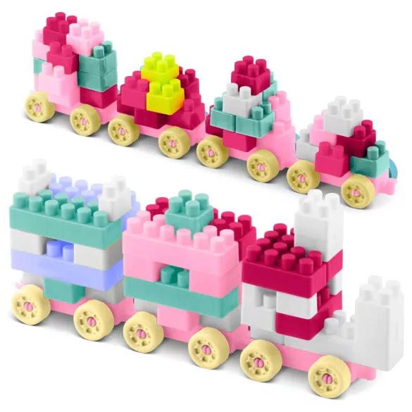 Építőkocka készlet, Ricokids RK-761 776101, 300 db, többszínű, lekerekített élekkel, tubusos csomagolás, biztonságos