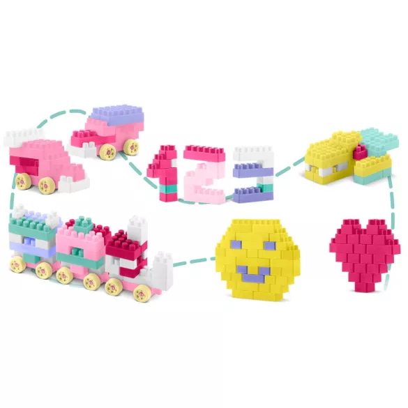 Építőkocka készlet, Ricokids RK-761 776101, 300 db, többszínű, lekerekített élekkel, tubusos csomagolás, biztonságos