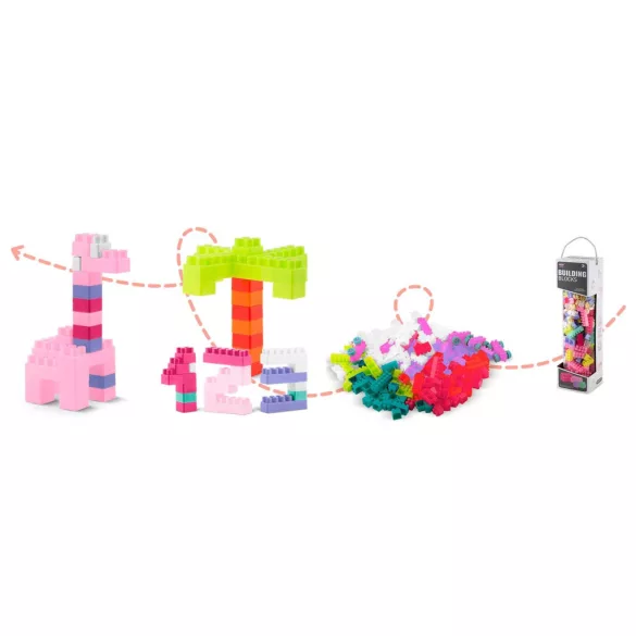 Építőkocka készlet, Ricokids RK-761 776101, 300 db, többszínű, lekerekített élekkel, tubusos csomagolás, biztonságos