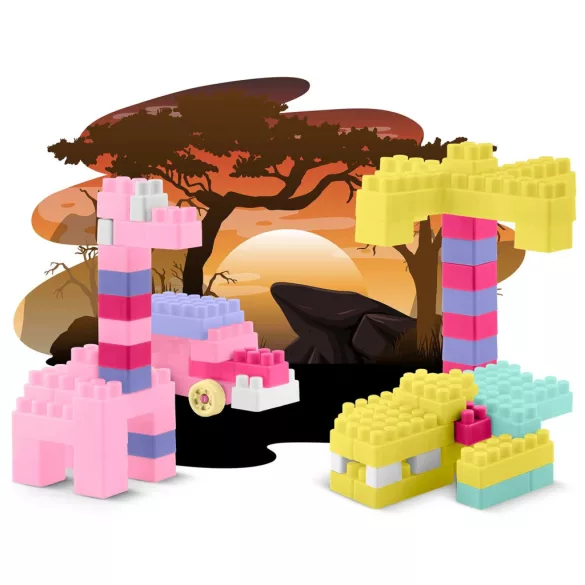 Építőkocka készlet, Ricokids RK-761 776101, 300 db, többszínű, lekerekített élekkel, tubusos csomagolás, biztonságos
