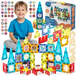   Mágneses építőjáték készlet,, Ricokids RK-768, oktató, készségfejlesztő, mágneses elemek, toronyépítéshez