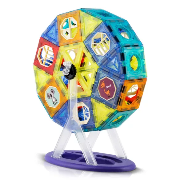 Mágneses építőkocka készlet, Ricokids RK-769, 71 db, forgó körhintával, figurákkal, átlátszó elemekkel