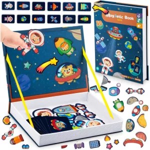 Mágneses könyv, Ricokids Kosmos RK-770, űr témájú, oktató, gyerekeknek, mágneses háttérrel, tárolódobozzal, nagy készlet