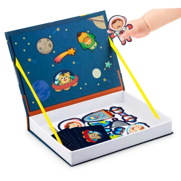 Mágneses könyv, Ricokids Kosmos RK-770, űr témájú, oktató, gyerekeknek, mágneses háttérrel, tárolódobozzal, nagy készlet