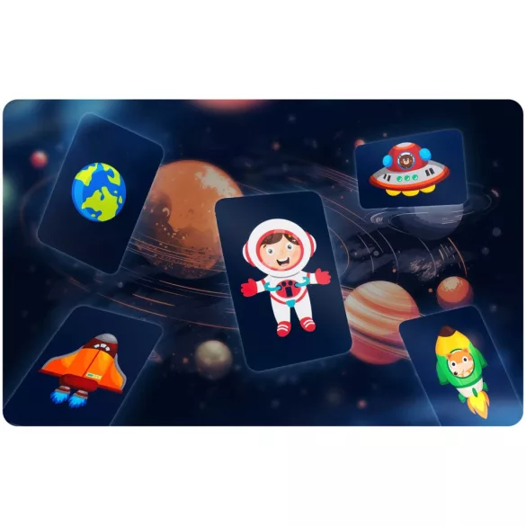 Mágneses könyv, Ricokids Kosmos RK-770, űr témájú, oktató, gyerekeknek, mágneses háttérrel, tárolódobozzal, nagy készlet