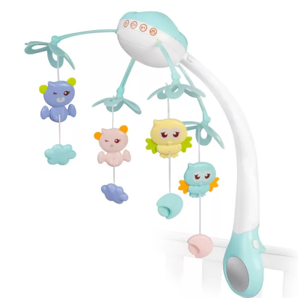 Zenélő forgó, Ricokids RK-813, kék, távirányítós, projektoros, 13 dallam, időzíthető: 10/20/30 perc, elemes (3 x AAA, nem tartozék)