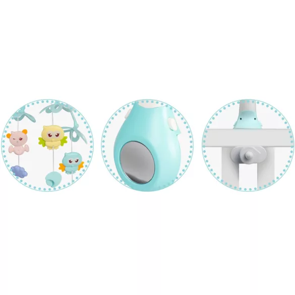 Zenélő forgó, Ricokids RK-813, kék, távirányítós, projektoros, 13 dallam, időzíthető: 10/20/30 perc, elemes (3 x AAA, nem tartozék)