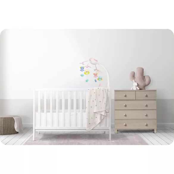 Zenélő forgó, Ricokids RK-813, rózsaszín, távirányítós, projektoros, 13 dallam, időzíthető: 10/20/30 perc, elemes (3 x AAA, nem tartozék)