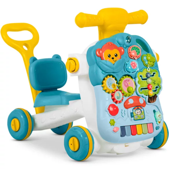 Játékasztal, Ricokids, zöld, 4 az 1-ben, 33 × 25 × 19 cm, járássegítő és bébitaxi, levehető oktatópanel zongorával, elemes (3× AA)