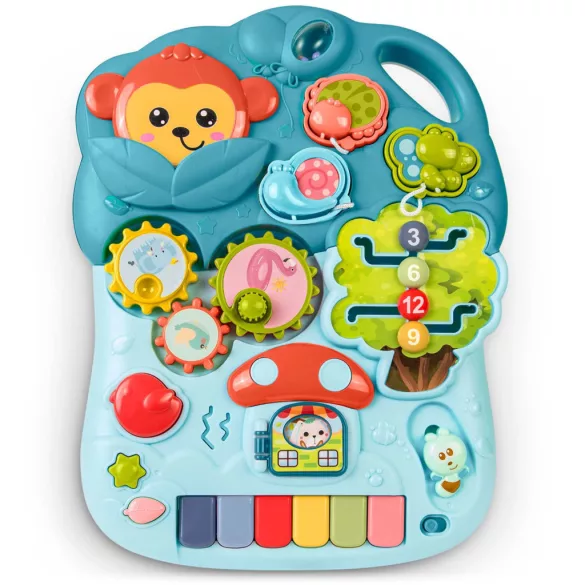 Játékasztal, Ricokids, zöld, 4 az 1-ben, 33 × 25 × 19 cm, járássegítő és bébitaxi, levehető oktatópanel zongorával, elemes (3× AA)