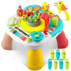 Játékasztal, Ricokids RK-821, zenélő, világító, automatikus vonattal, forgó körhintával, elemes (3 x AA, nem tartozék)