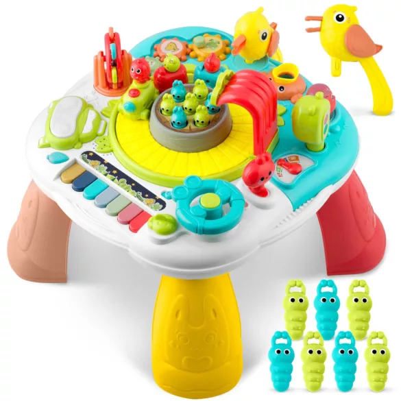 Játékasztal, Ricokids RK-821, zenélő, világító, automatikus vonattal, forgó körhintával, elemes (3 x AA, nem tartozék)