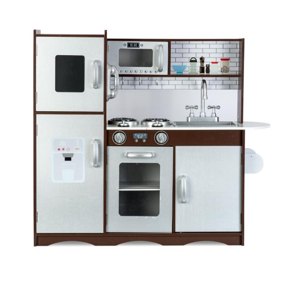 Játékkonyha, Ricokids Retro, 92 x 82,5 x 30 cm, fa és MDF, interaktív elemekkel, 2 db LED lámpával, krétatáblával, telefonkiegészítővel
