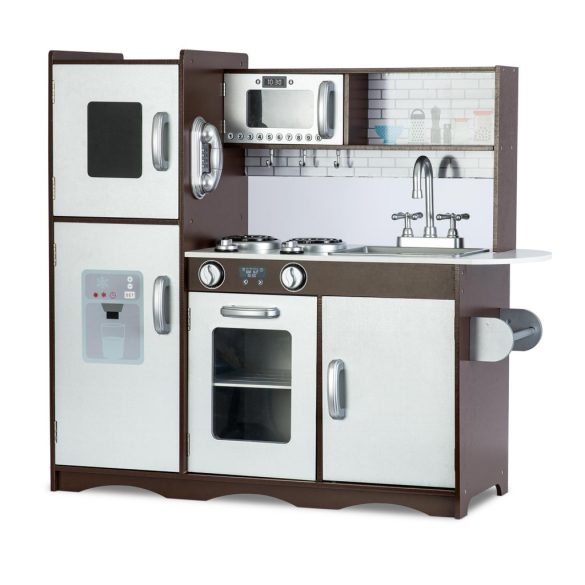 Játékkonyha, Ricokids Retro, 92 x 82,5 x 30 cm, fa és MDF, interaktív elemekkel, 2 db LED lámpával, krétatáblával, telefonkiegészítővel